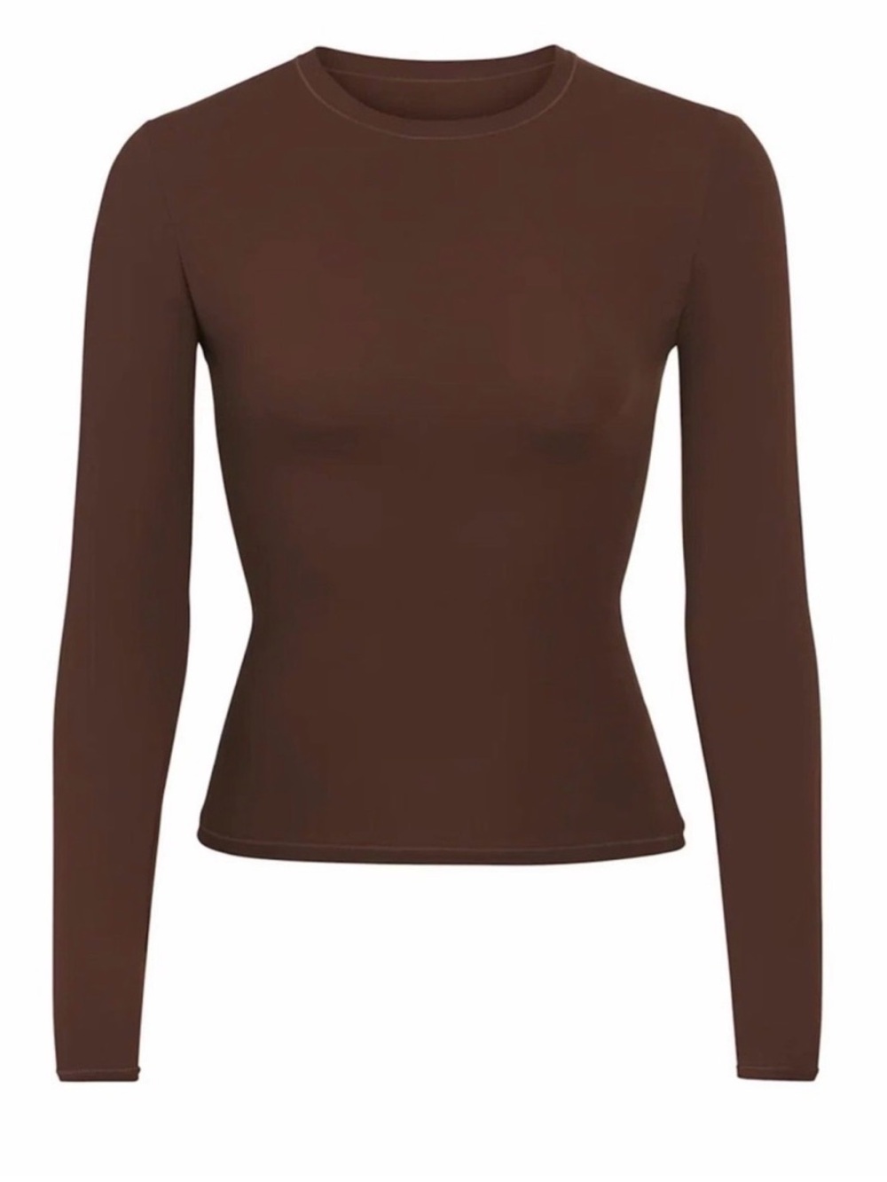 SKIMS XL Fits Everybody Long Sleeve Crewneck Top in Chocolate Brown